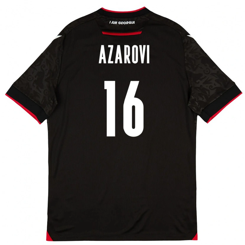 Danxen Niño Camiseta Georgia Irakli Azarovi #16 Negro Blanco Rojo 2ª Equipación 26-28 La Camisa
