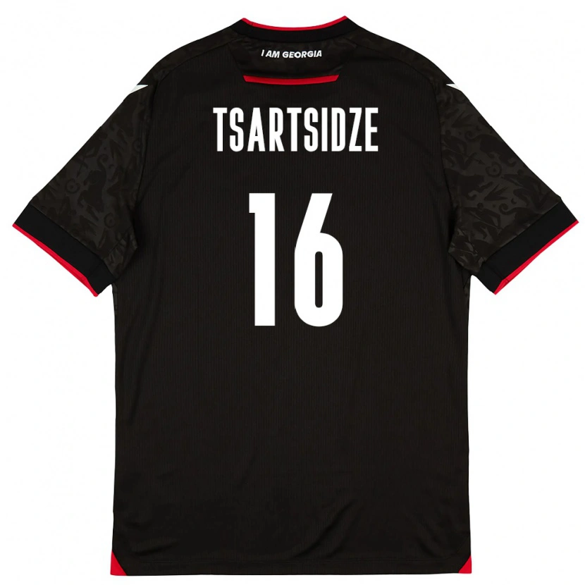 Danxen Niño Camiseta Georgia Nikoloz Tsartsidze #16 Negro Blanco Rojo 2ª Equipación 26-28 La Camisa