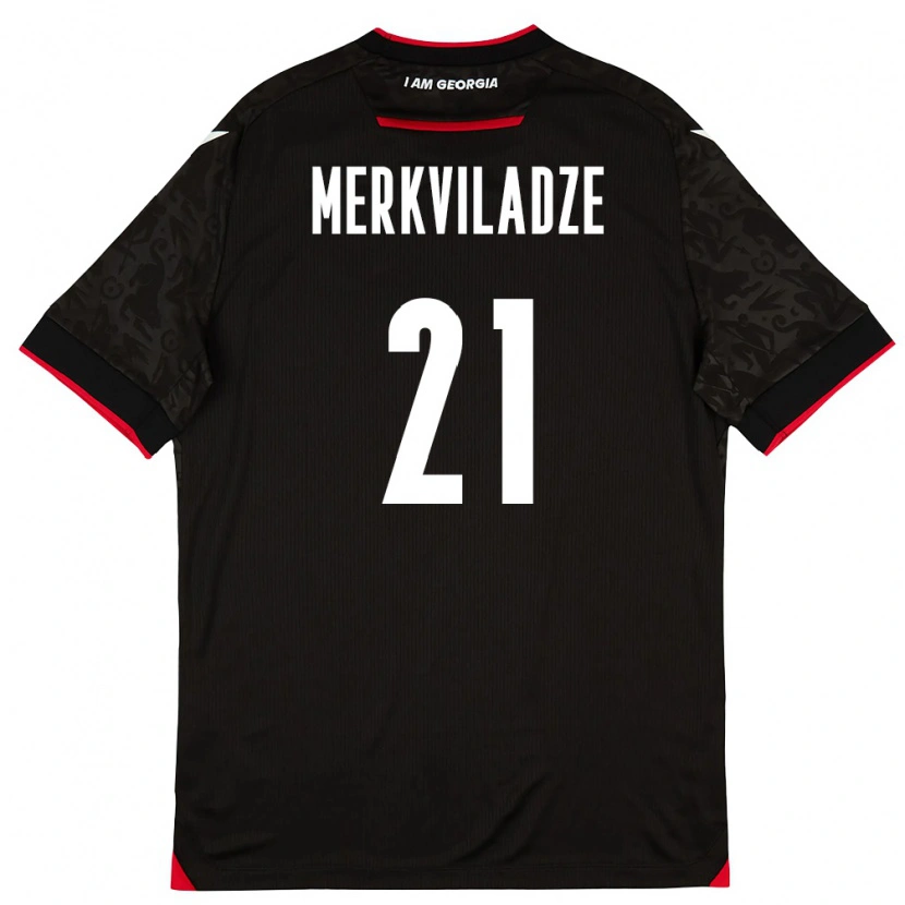 Danxen Niño Camiseta Georgia Dachi Merkviladze #21 Negro Blanco Rojo 2ª Equipación 26-28 La Camisa