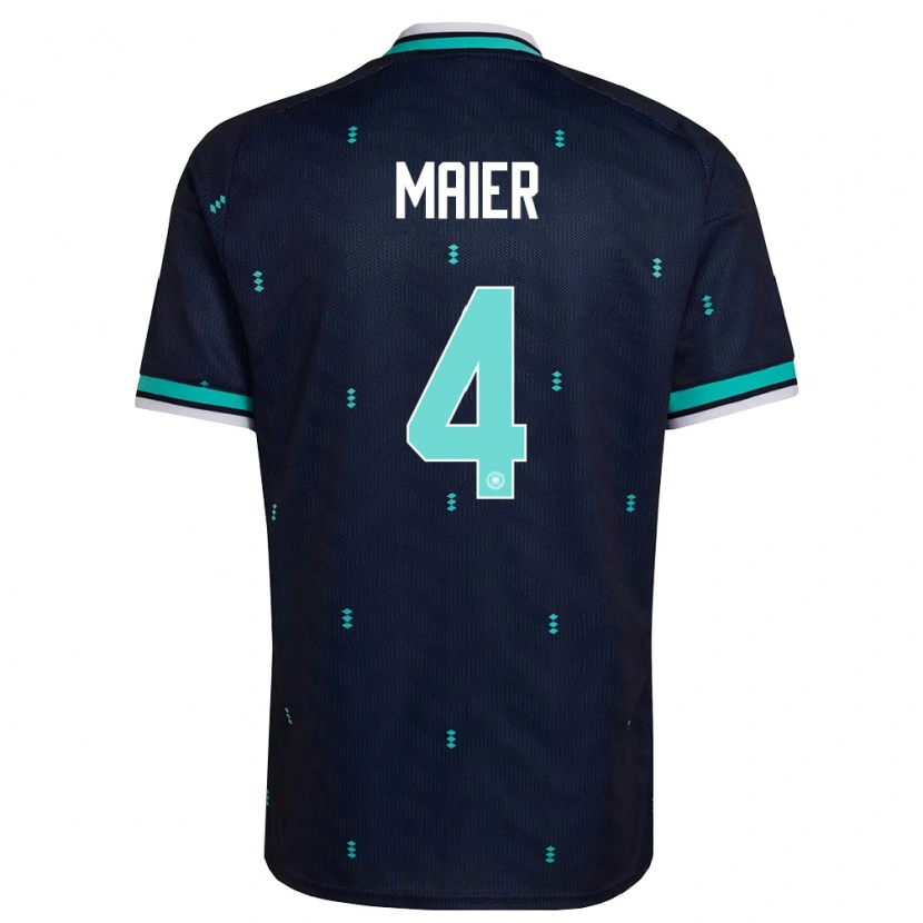 Danxen Niño Camiseta Alemania Leonie Maier #4 Marino Azul Cielo Blanco 2ª Equipación 26-28 La Camisa