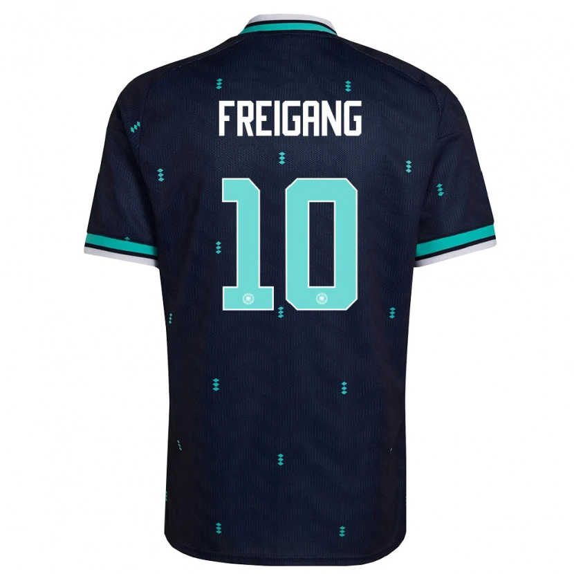 Danxen Niño Camiseta Alemania Laura Freigang #10 Marino Azul Cielo Blanco 2ª Equipación 26-28 La Camisa