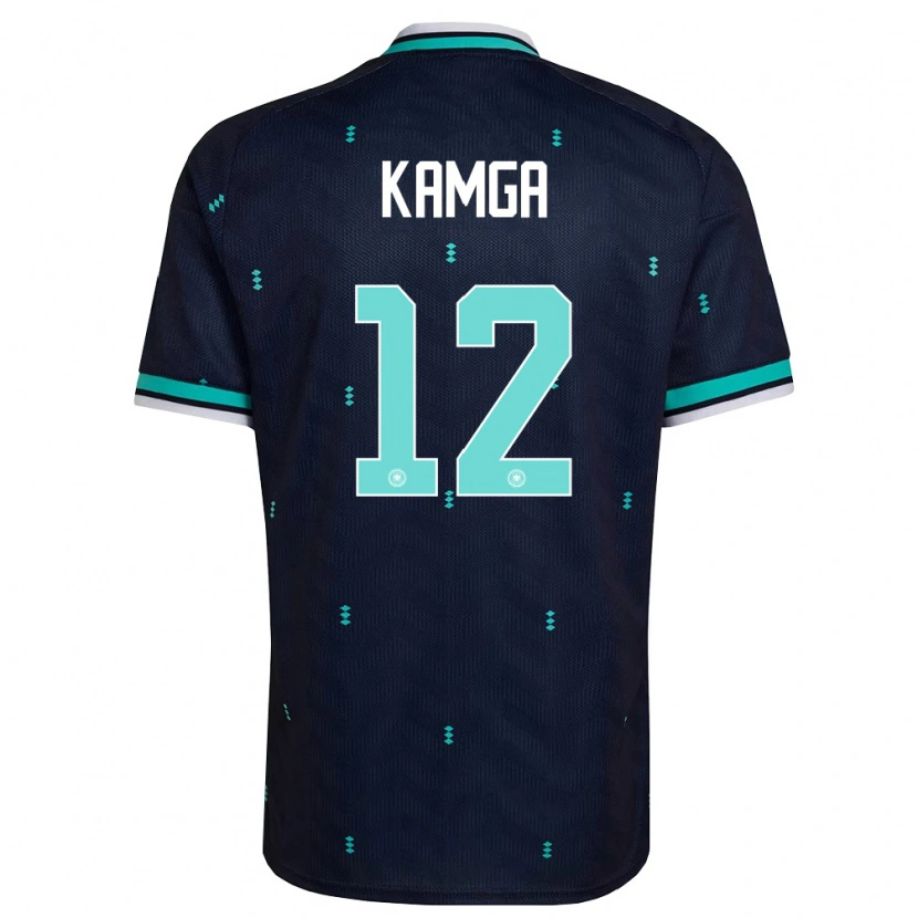 Danxen Niño Camiseta Alemania Enis Kamga #12 Marino Azul Cielo Blanco 2ª Equipación 26-28 La Camisa