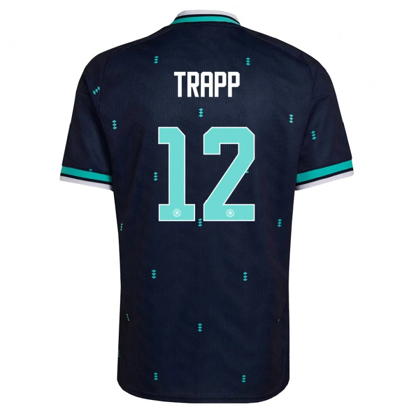 Danxen Niño Camiseta Alemania Kevin Trapp #12 Marino Azul Cielo Blanco 2ª Equipación 26-28 La Camisa