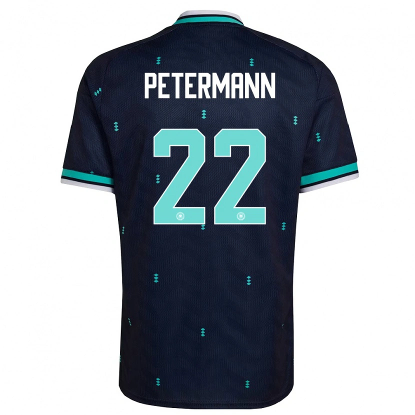 Danxen Niño Camiseta Alemania Lena Petermann #22 Marino Azul Cielo Blanco 2ª Equipación 26-28 La Camisa