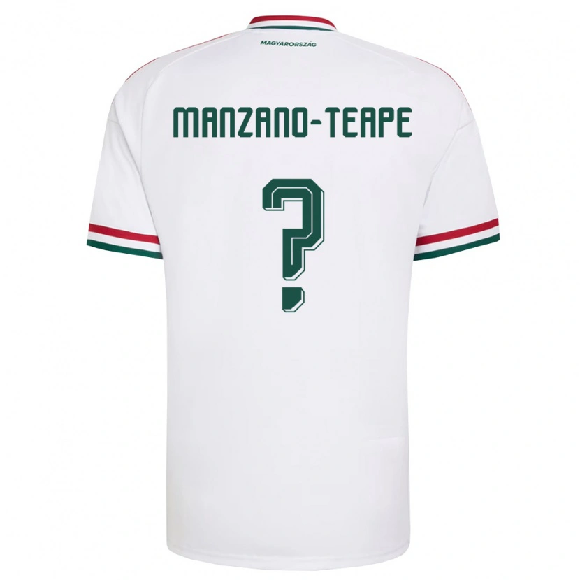 Danxen Niño Camiseta Hungría Dániel Manzano-Teape #0 Blanco Rojo Verde 2ª Equipación 26-28 La Camisa