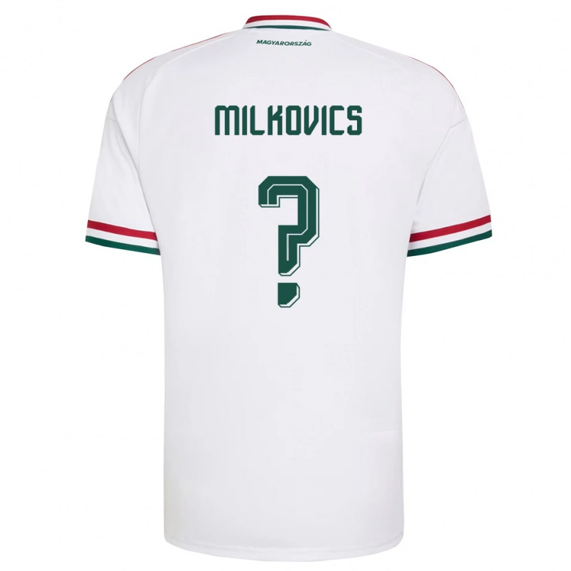 Danxen Niño Camiseta Hungría Márton Milkovics #0 Blanco Rojo Verde 2ª Equipación 26-28 La Camisa