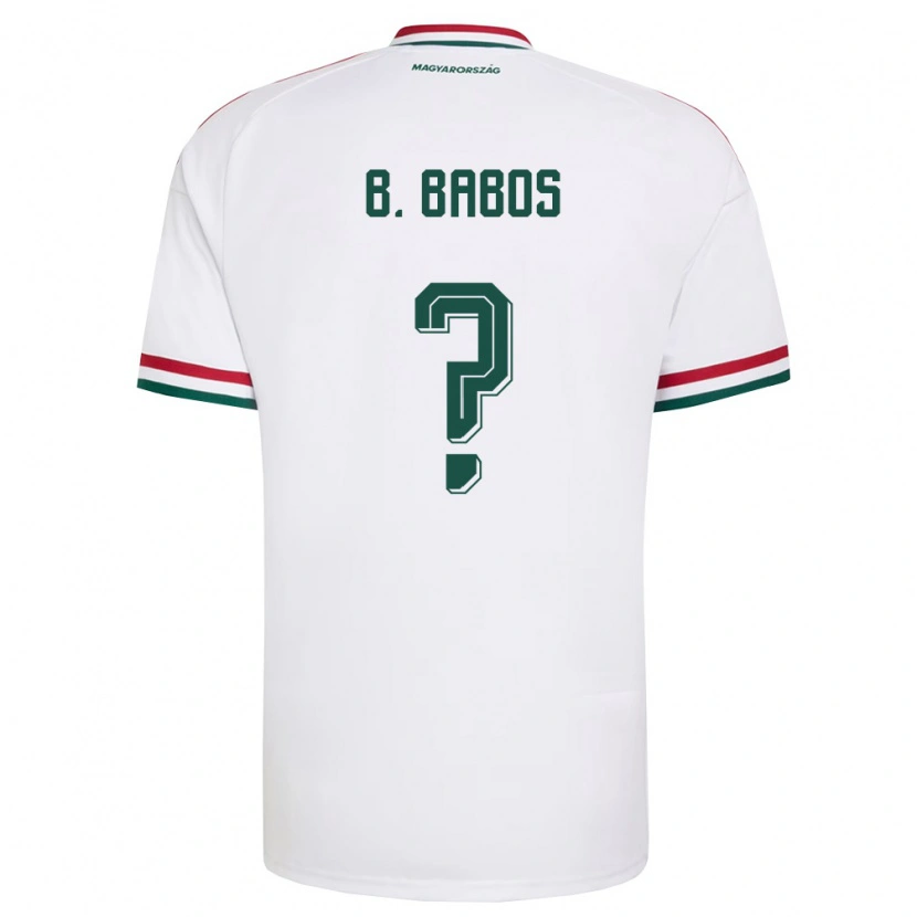 Danxen Niño Camiseta Hungría Bence Babos #0 Blanco Rojo Verde 2ª Equipación 26-28 La Camisa