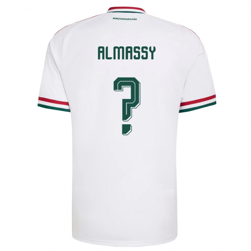 Danxen Niño Camiseta Hungría Levente Almássy #0 Blanco Rojo Verde 2ª Equipación 26-28 La Camisa