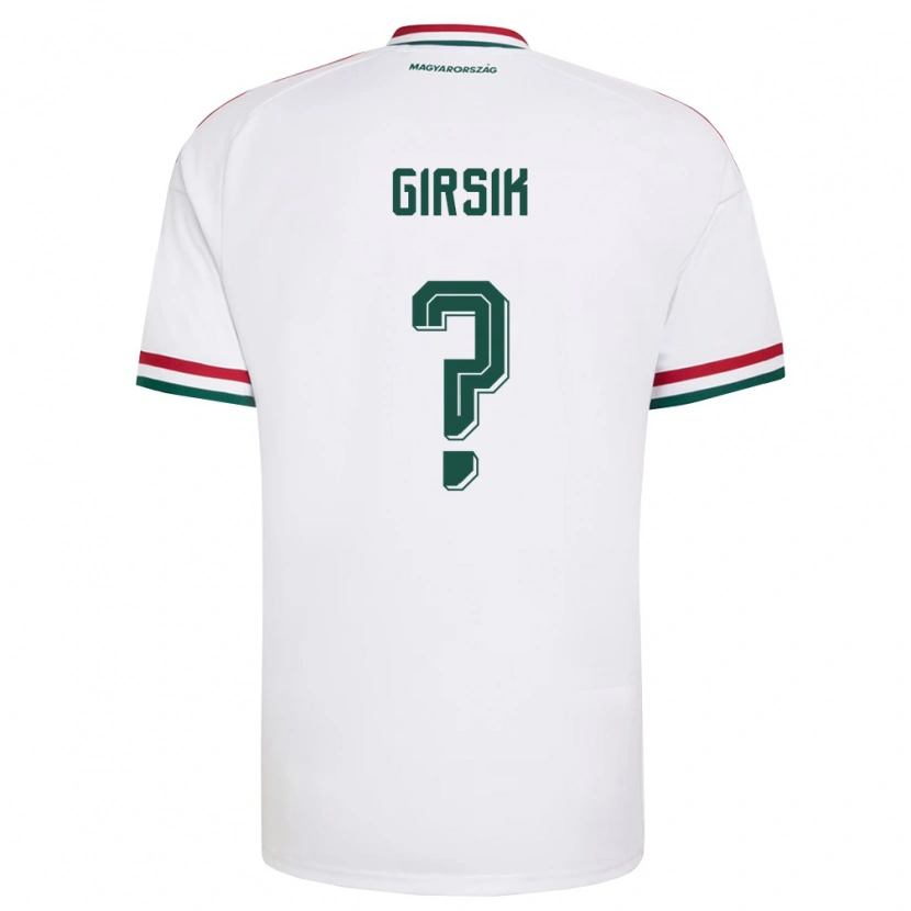 Danxen Niño Camiseta Hungría Attila Girsik #0 Blanco Rojo Verde 2ª Equipación 26-28 La Camisa
