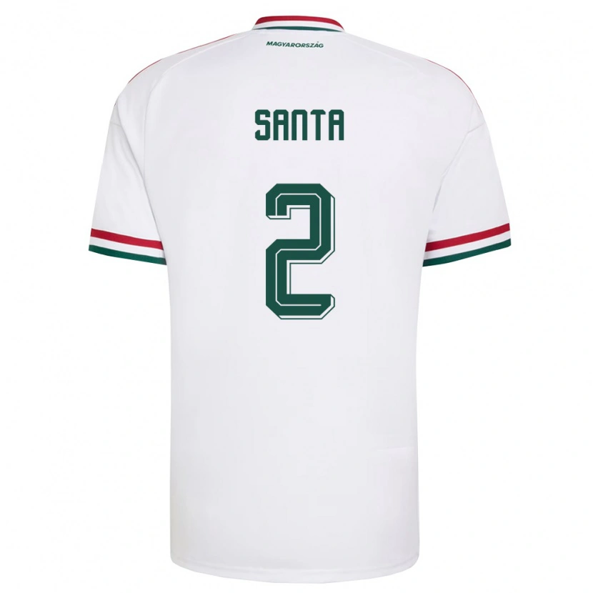 Danxen Niño Camiseta Hungría Milán Sánta #2 Blanco Rojo Verde 2ª Equipación 26-28 La Camisa