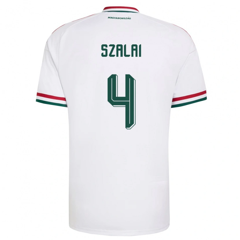 Danxen Niño Camiseta Hungría Attila Szalai #4 Blanco Rojo Verde 2ª Equipación 26-28 La Camisa