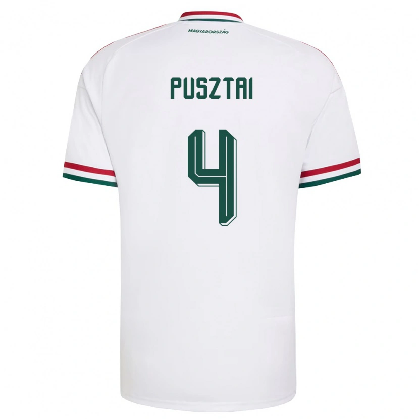 Danxen Niño Camiseta Hungría Sára Pusztai #4 Blanco Rojo Verde 2ª Equipación 26-28 La Camisa