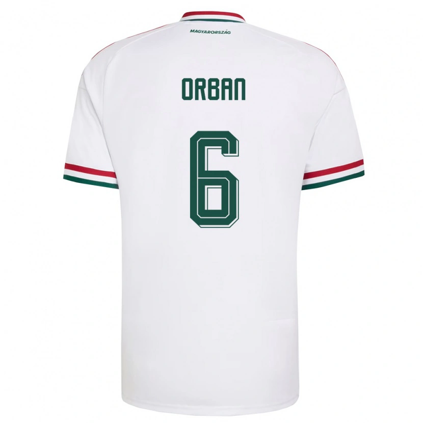 Danxen Niño Camiseta Hungría Willi Orbán #6 Blanco Rojo Verde 2ª Equipación 26-28 La Camisa