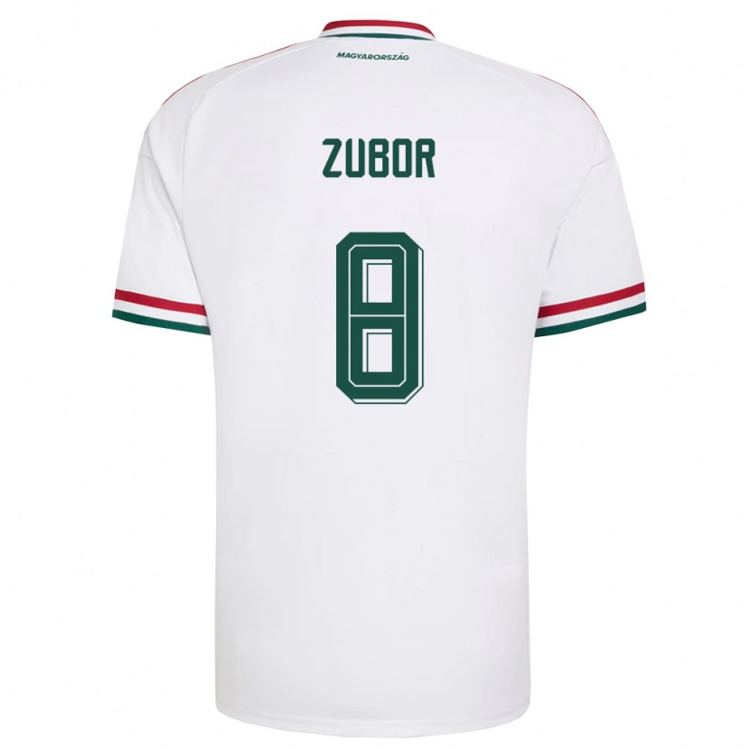 Danxen Niño Camiseta Hungría Ádám Zubor #8 Blanco Rojo Verde 2ª Equipación 26-28 La Camisa