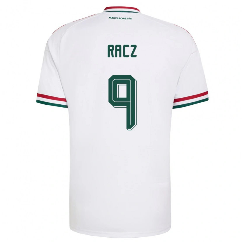 Danxen Niño Camiseta Hungría Balázs Rácz #9 Blanco Rojo Verde 2ª Equipación 26-28 La Camisa