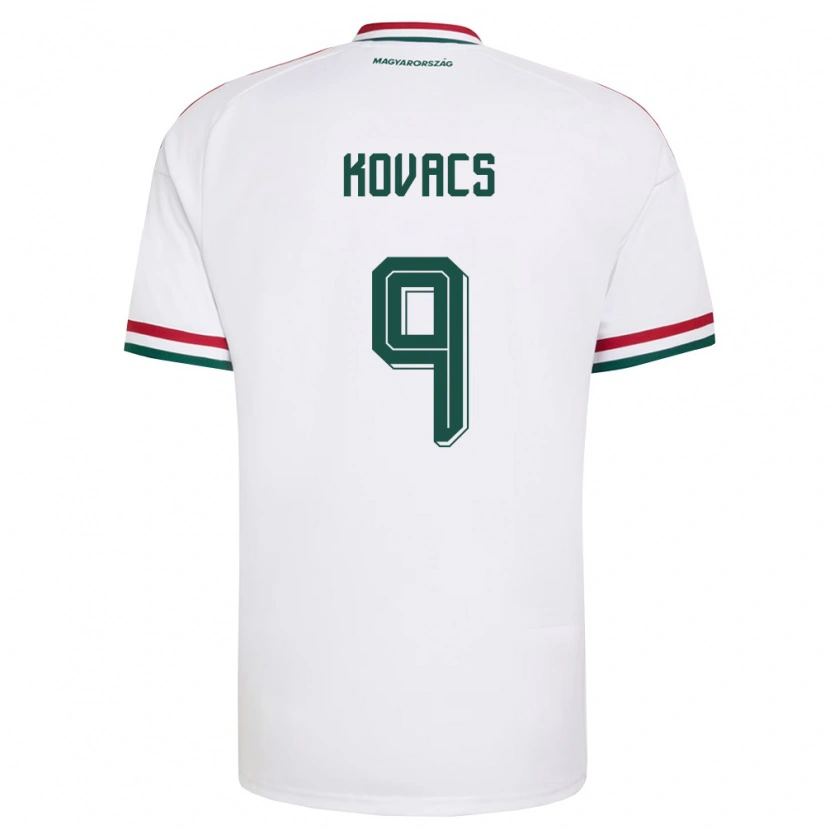 Danxen Niño Camiseta Hungría Patrik Kovács #9 Blanco Rojo Verde 2ª Equipación 26-28 La Camisa