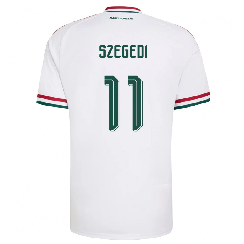 Danxen Niño Camiseta Hungría Botond Szegedi #11 Blanco Rojo Verde 2ª Equipación 26-28 La Camisa