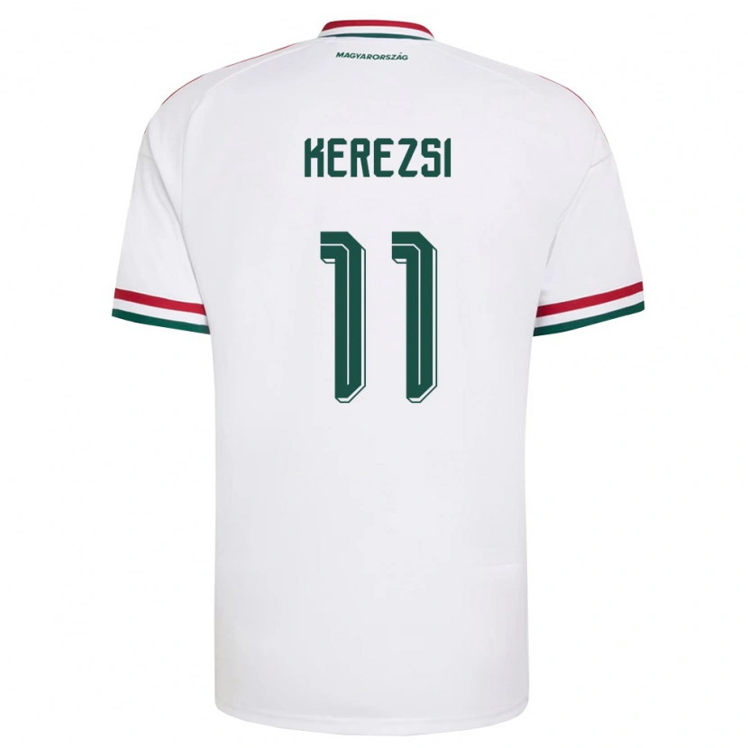 Danxen Niño Camiseta Hungría Zalán Kerezsi #11 Blanco Rojo Verde 2ª Equipación 26-28 La Camisa