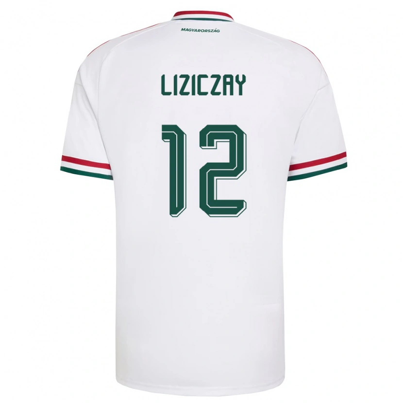 Danxen Niño Camiseta Hungría Zsombor Liziczay #12 Blanco Rojo Verde 2ª Equipación 26-28 La Camisa