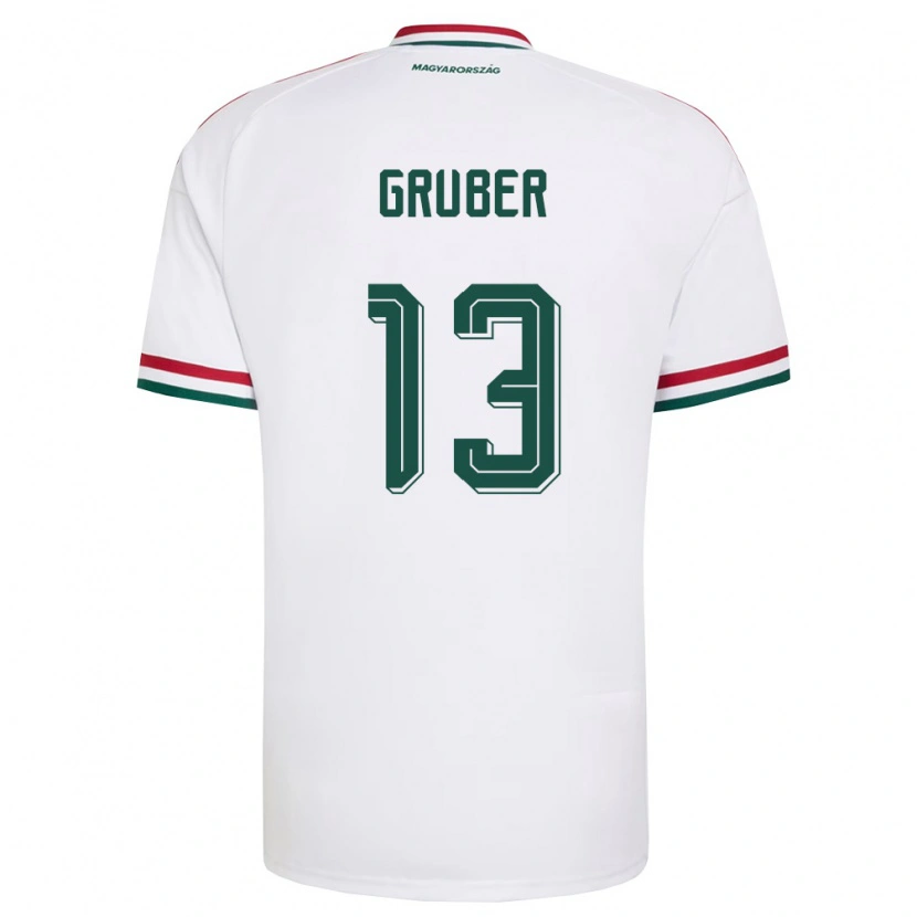 Danxen Niño Camiseta Hungría Zsombor Gruber #13 Blanco Rojo Verde 2ª Equipación 26-28 La Camisa