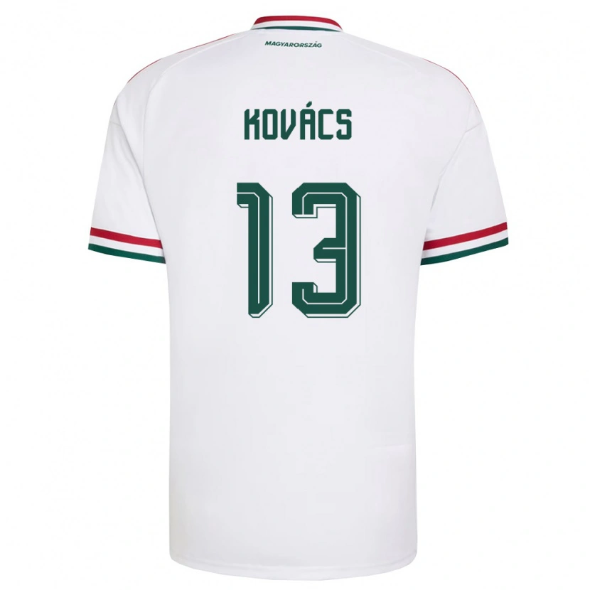 Danxen Niño Camiseta Hungría Patrik Kovács #13 Blanco Rojo Verde 2ª Equipación 26-28 La Camisa