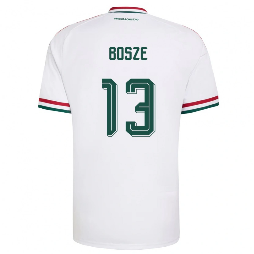 Danxen Niño Camiseta Hungría Levente Bősze #13 Blanco Rojo Verde 2ª Equipación 26-28 La Camisa