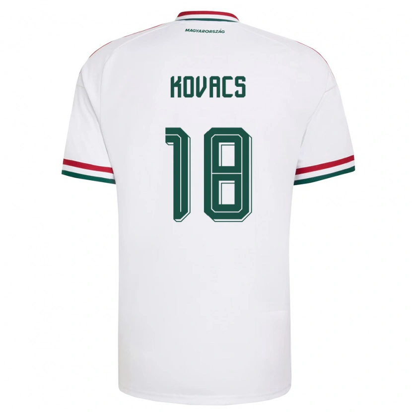 Danxen Niño Camiseta Hungría Laura Kovács #18 Blanco Rojo Verde 2ª Equipación 26-28 La Camisa