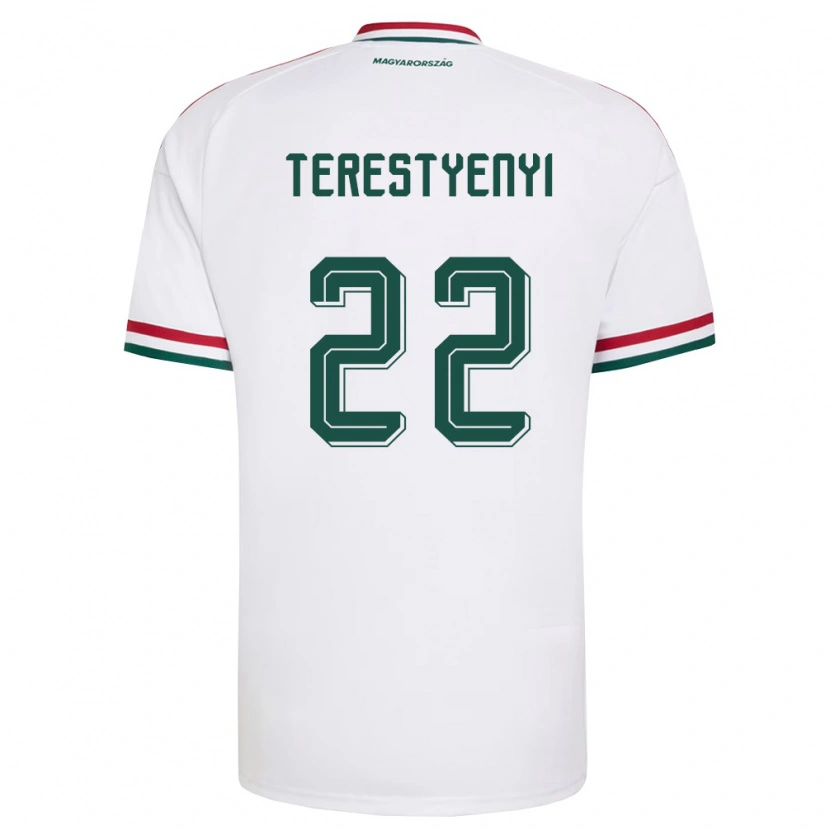 Danxen Niño Camiseta Hungría Anna Terestyényi #22 Blanco Rojo Verde 2ª Equipación 26-28 La Camisa