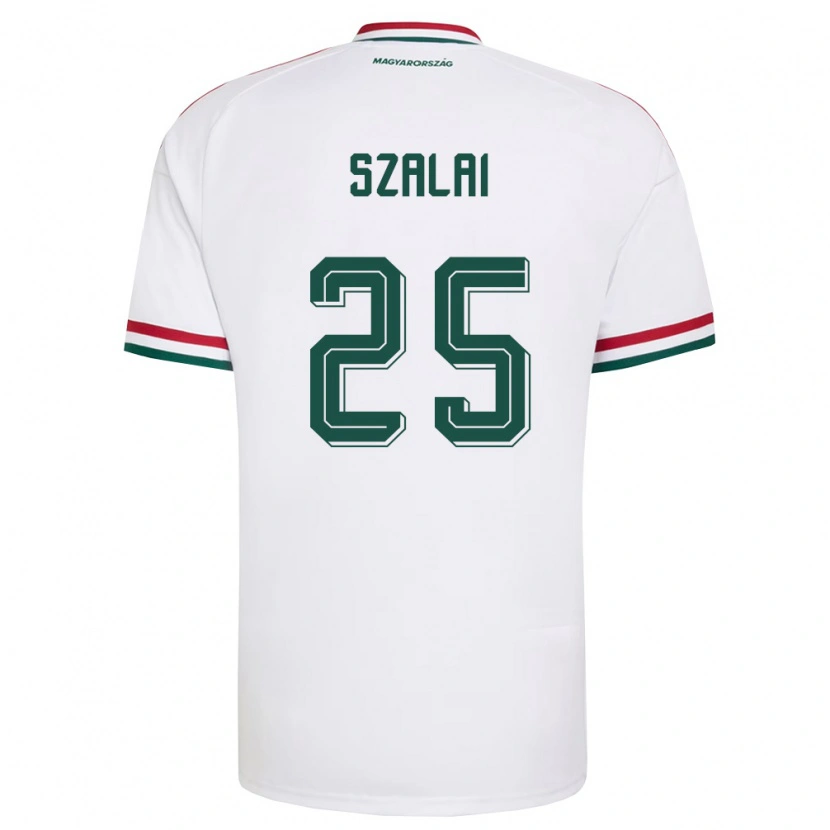Danxen Niño Camiseta Hungría Gábor Szalai #25 Blanco Rojo Verde 2ª Equipación 26-28 La Camisa