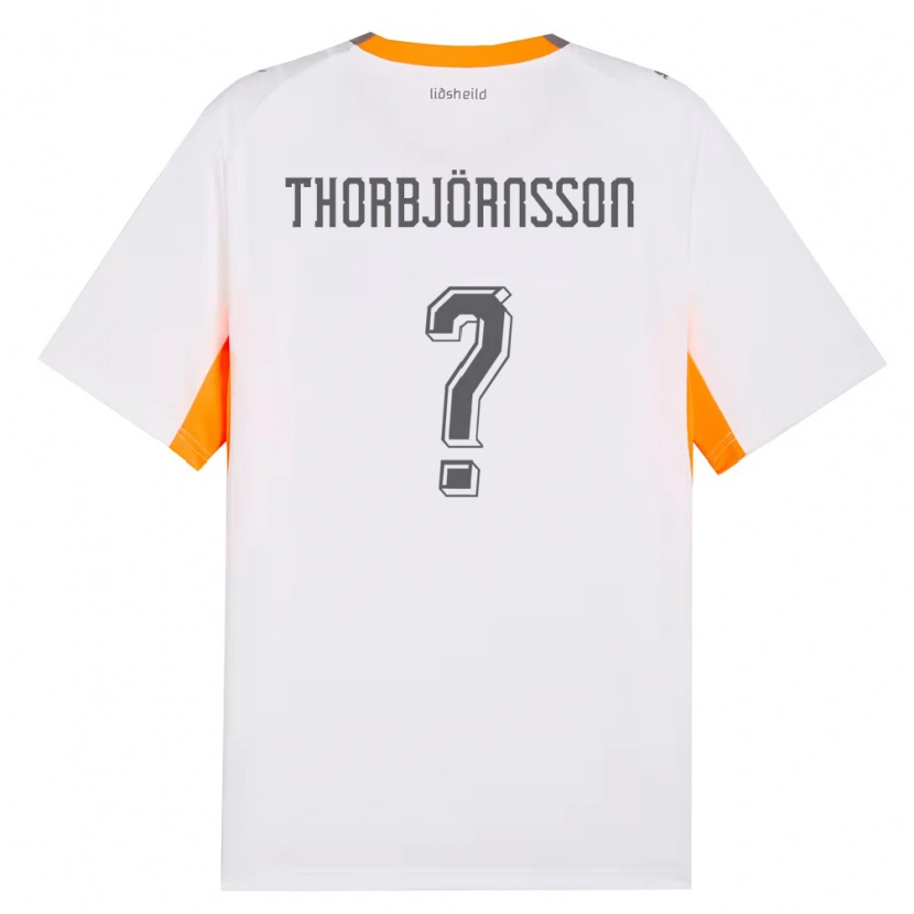 Danxen Niño Camiseta Islandia Þorri Stefán Þorbjörnsson #0 Blanco Naranja Gris 2ª Equipación 26-28 La Camisa