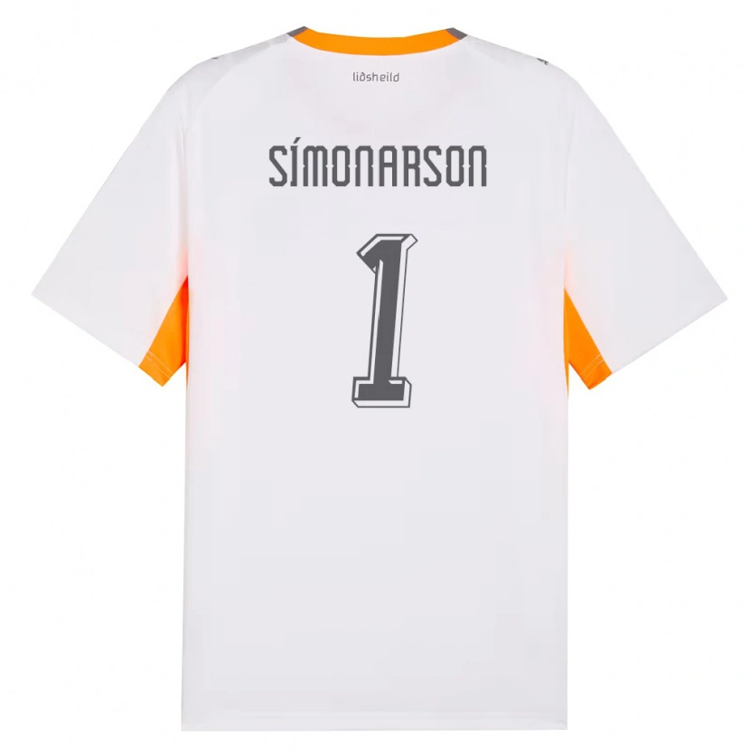 Danxen Niño Camiseta Islandia Jón Sölvi Símonarson #1 Blanco Naranja Gris 2ª Equipación 26-28 La Camisa
