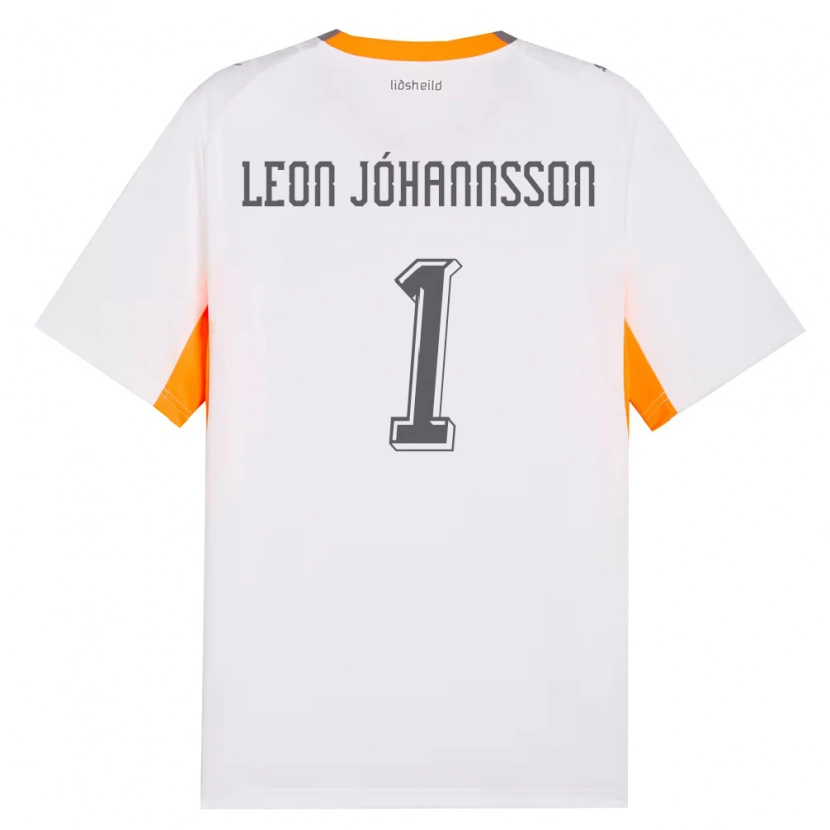 Danxen Niño Camiseta Islandia Marten Leon Jóhannsson #1 Blanco Naranja Gris 2ª Equipación 26-28 La Camisa
