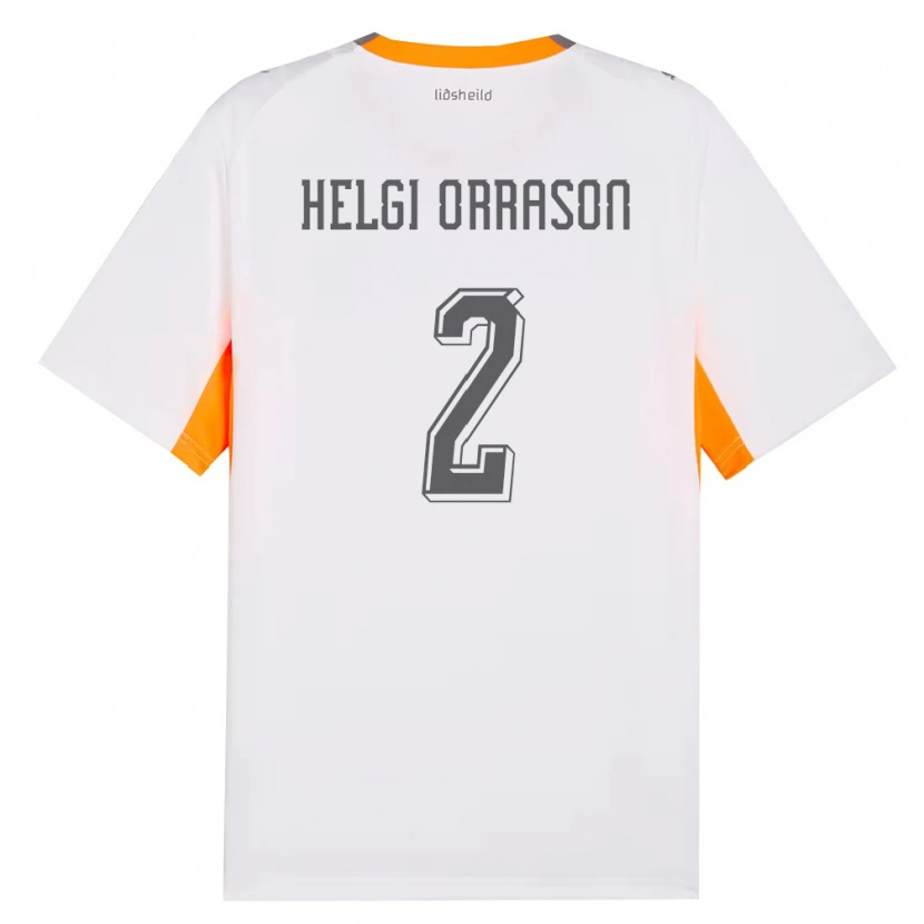 Danxen Niño Camiseta Islandia Ásgeir Helgi Orrason #2 Blanco Naranja Gris 2ª Equipación 26-28 La Camisa