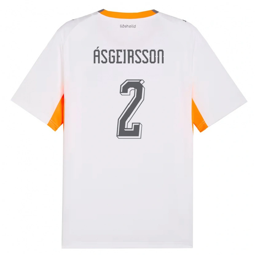 Danxen Niño Camiseta Islandia Sölvi Snær Ásgeirsson #2 Blanco Naranja Gris 2ª Equipación 26-28 La Camisa