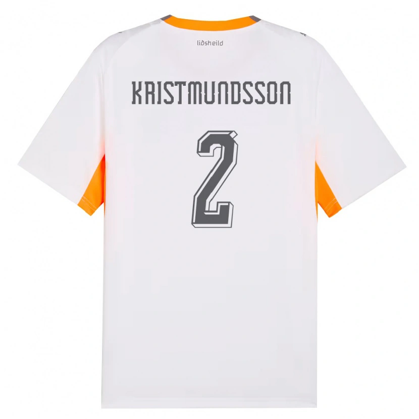 Danxen Niño Camiseta Islandia Darri Kristmundsson #2 Blanco Naranja Gris 2ª Equipación 26-28 La Camisa