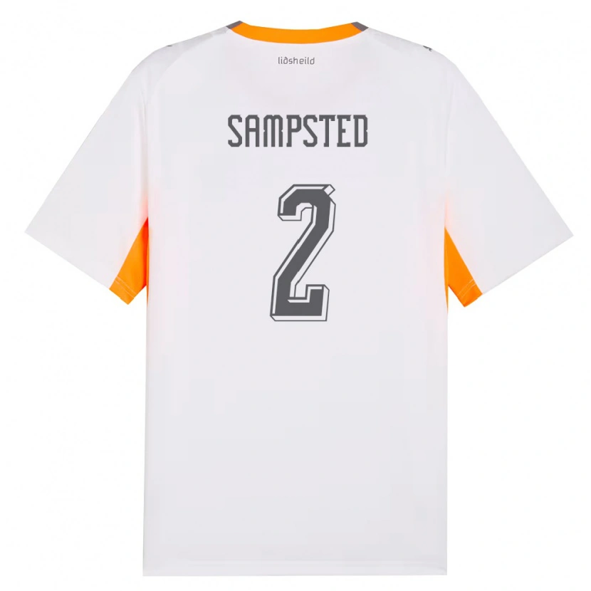 Danxen Niño Camiseta Islandia Alfons Sampsted #2 Blanco Naranja Gris 2ª Equipación 26-28 La Camisa