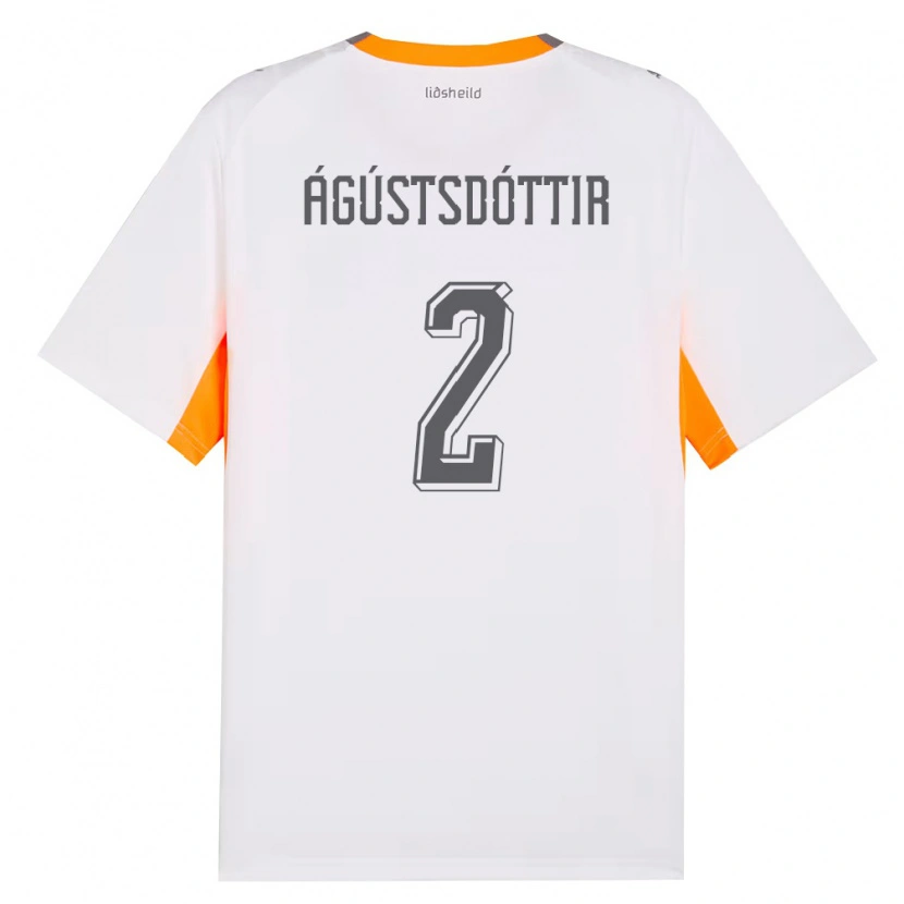 Danxen Niño Camiseta Islandia Berglind Rós Ágústsdóttir #2 Blanco Naranja Gris 2ª Equipación 26-28 La Camisa