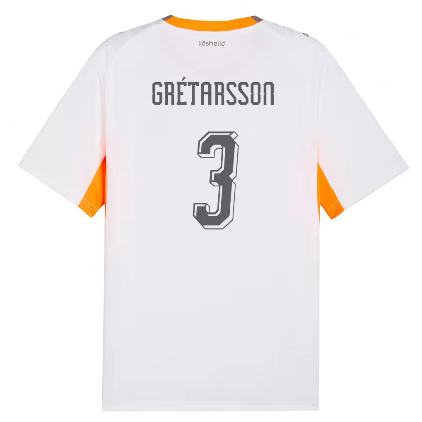 Danxen Niño Camiseta Islandia Daníel Leó Grétarsson #3 Blanco Naranja Gris 2ª Equipación 26-28 La Camisa