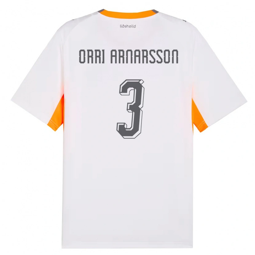 Danxen Niño Camiseta Islandia Egill Orri Arnarsson #3 Blanco Naranja Gris 2ª Equipación 26-28 La Camisa