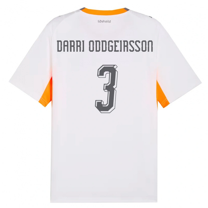 Danxen Niño Camiseta Islandia Björn Darri Oddgeirsson #3 Blanco Naranja Gris 2ª Equipación 26-28 La Camisa