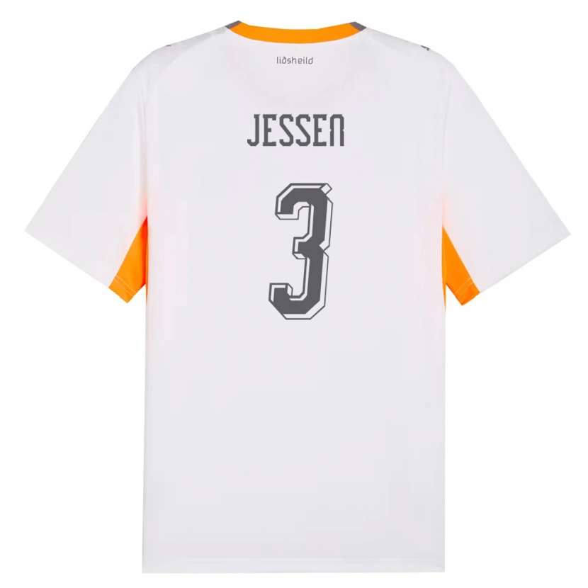 Danxen Niño Camiseta Islandia Sandra Jessen #3 Blanco Naranja Gris 2ª Equipación 26-28 La Camisa