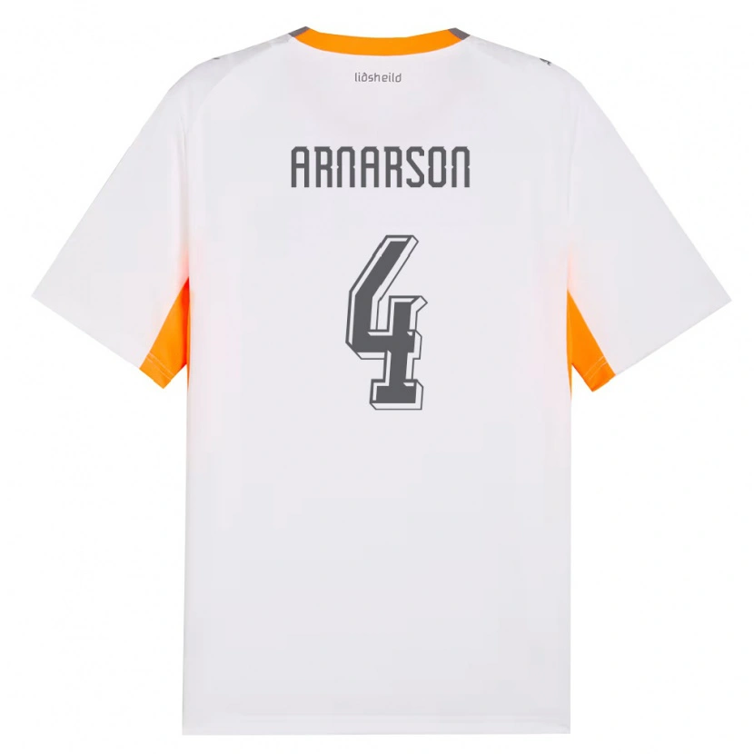 Danxen Niño Camiseta Islandia Nökkvi Arnarson #4 Blanco Naranja Gris 2ª Equipación 26-28 La Camisa
