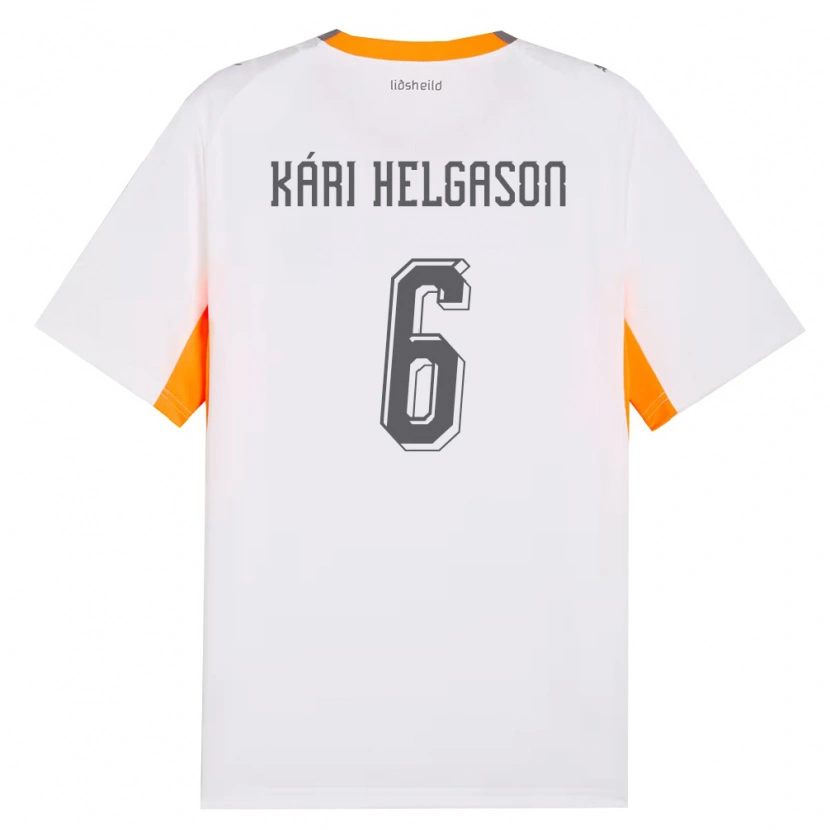 Danxen Niño Camiseta Islandia Baldur Kári Helgason #6 Blanco Naranja Gris 2ª Equipación 26-28 La Camisa