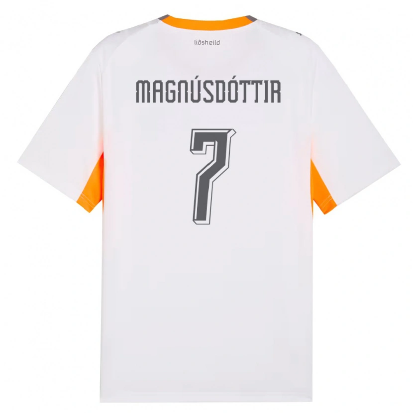 Danxen Niño Camiseta Islandia Selma Sól Magnúsdóttir #7 Blanco Naranja Gris 2ª Equipación 26-28 La Camisa