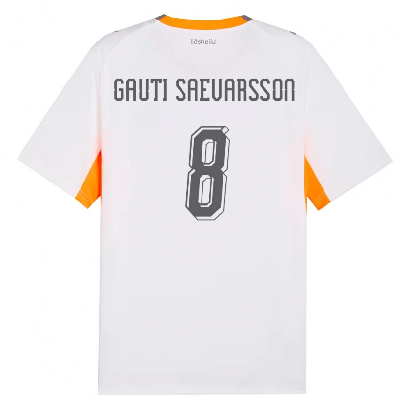 Danxen Niño Camiseta Islandia Gudmar Gauti Saevarsson #8 Blanco Naranja Gris 2ª Equipación 26-28 La Camisa