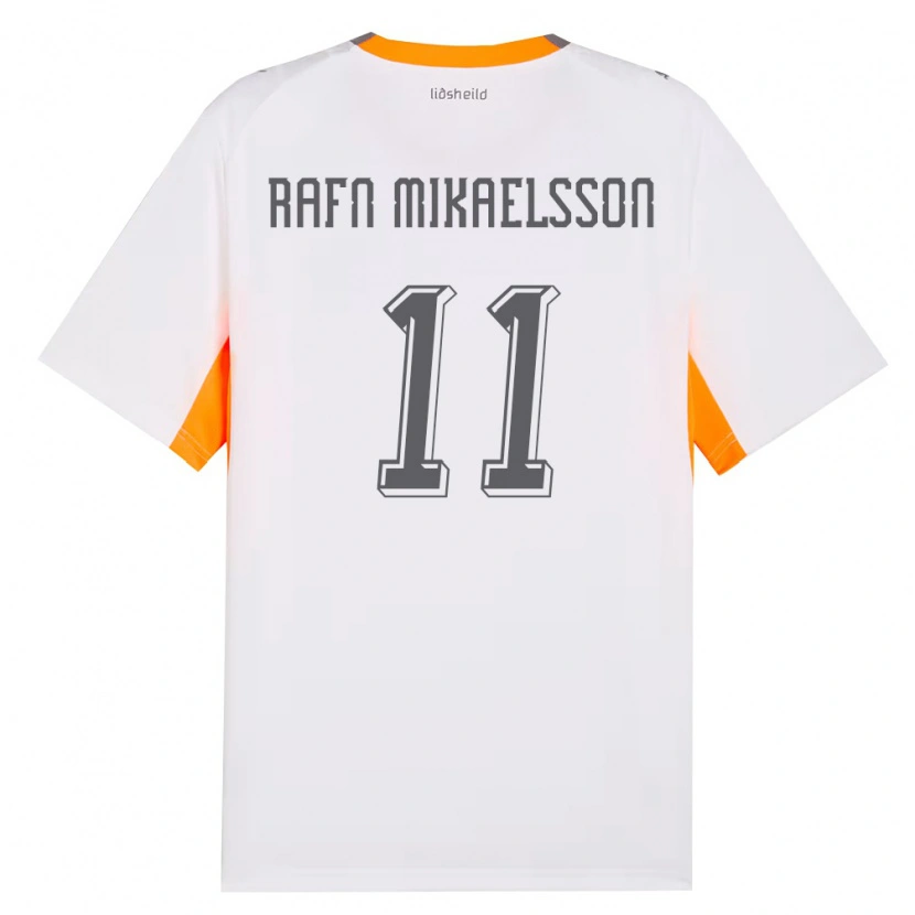 Danxen Niño Camiseta Islandia Hilmir Rafn Mikaelsson #11 Blanco Naranja Gris 2ª Equipación 26-28 La Camisa