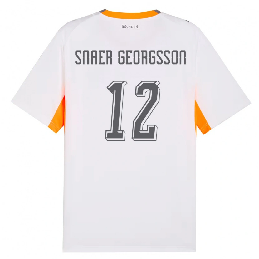 Danxen Niño Camiseta Islandia Halldór Snaer Georgsson #12 Blanco Naranja Gris 2ª Equipación 26-28 La Camisa