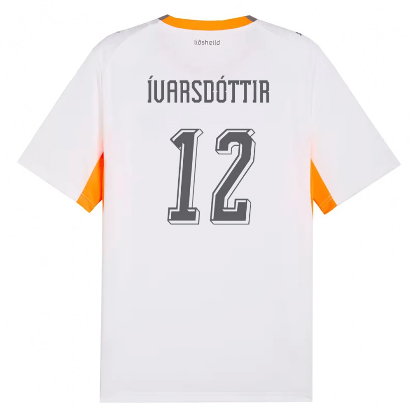 Danxen Niño Camiseta Islandia Telma Ívarsdóttir #12 Blanco Naranja Gris 2ª Equipación 26-28 La Camisa