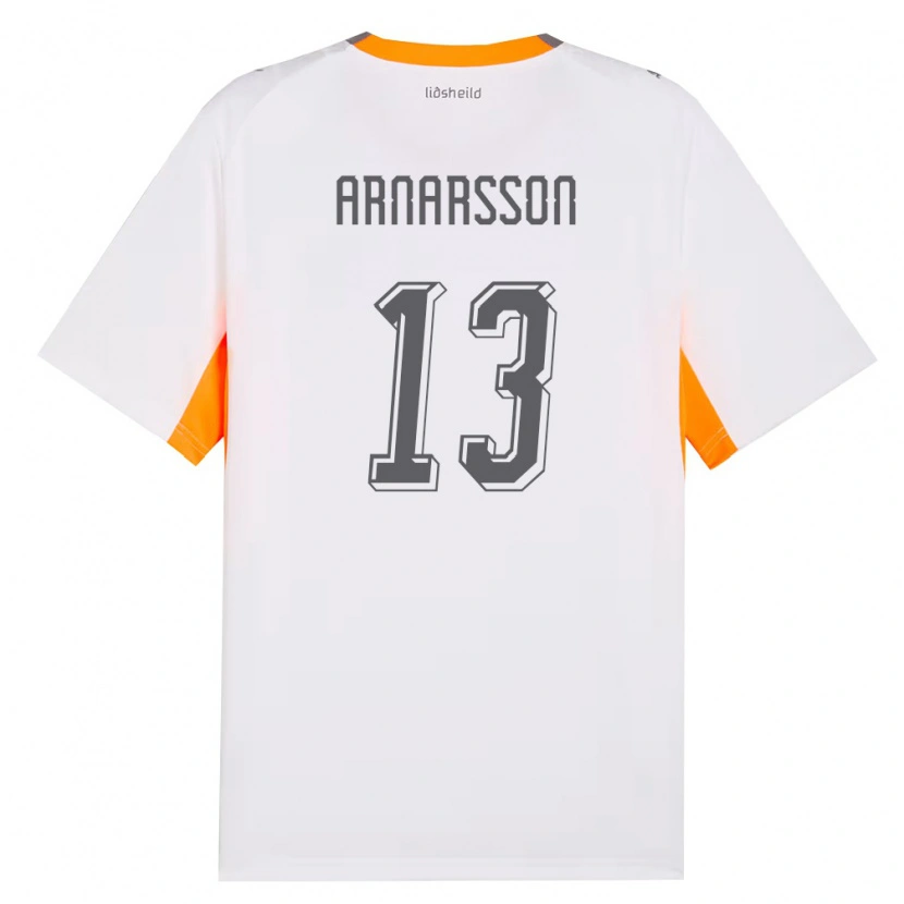 Danxen Niño Camiseta Islandia Ásbjörn Líndal Arnarsson #13 Blanco Naranja Gris 2ª Equipación 26-28 La Camisa