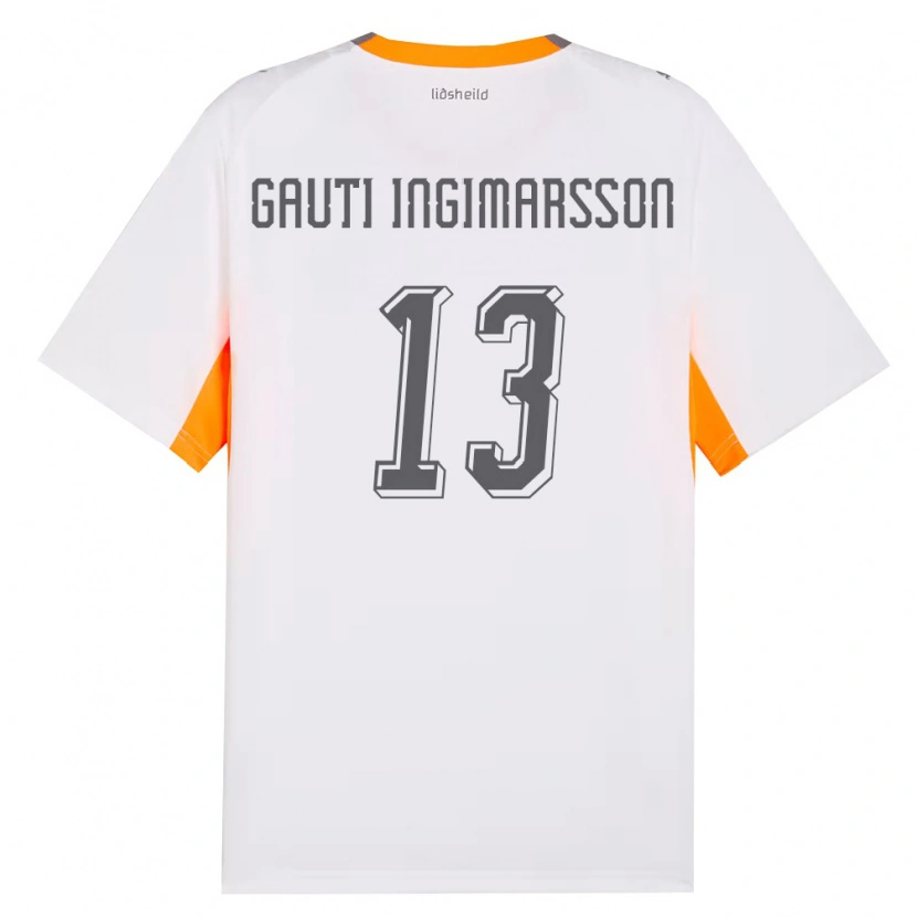 Danxen Niño Camiseta Islandia Skarphédinn Gauti Ingimarsson #13 Blanco Naranja Gris 2ª Equipación 26-28 La Camisa